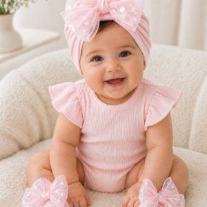 KIT TURBANTE + MEIA BEBE